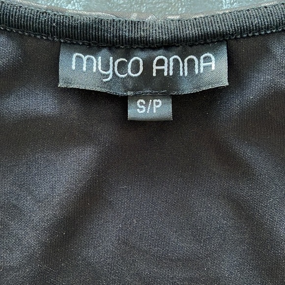 Myco Anna Patchwork Dress Square Neck Fit and Flare Black and Red Made in Canada - Picture 11 of 16